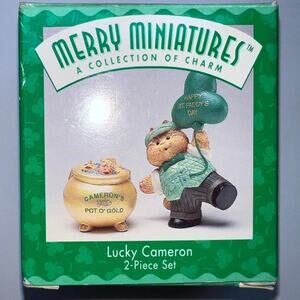 Vintage Hallmark 1995 Merry Miniatures "Lucky Camerin 2pc set